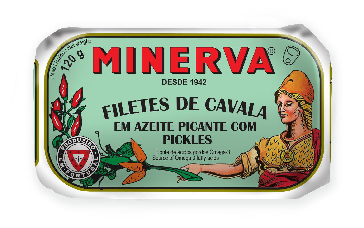 Filet de maquereau à l'huile épicée avec concombre mariné et carottes râpées, Minerva Classic