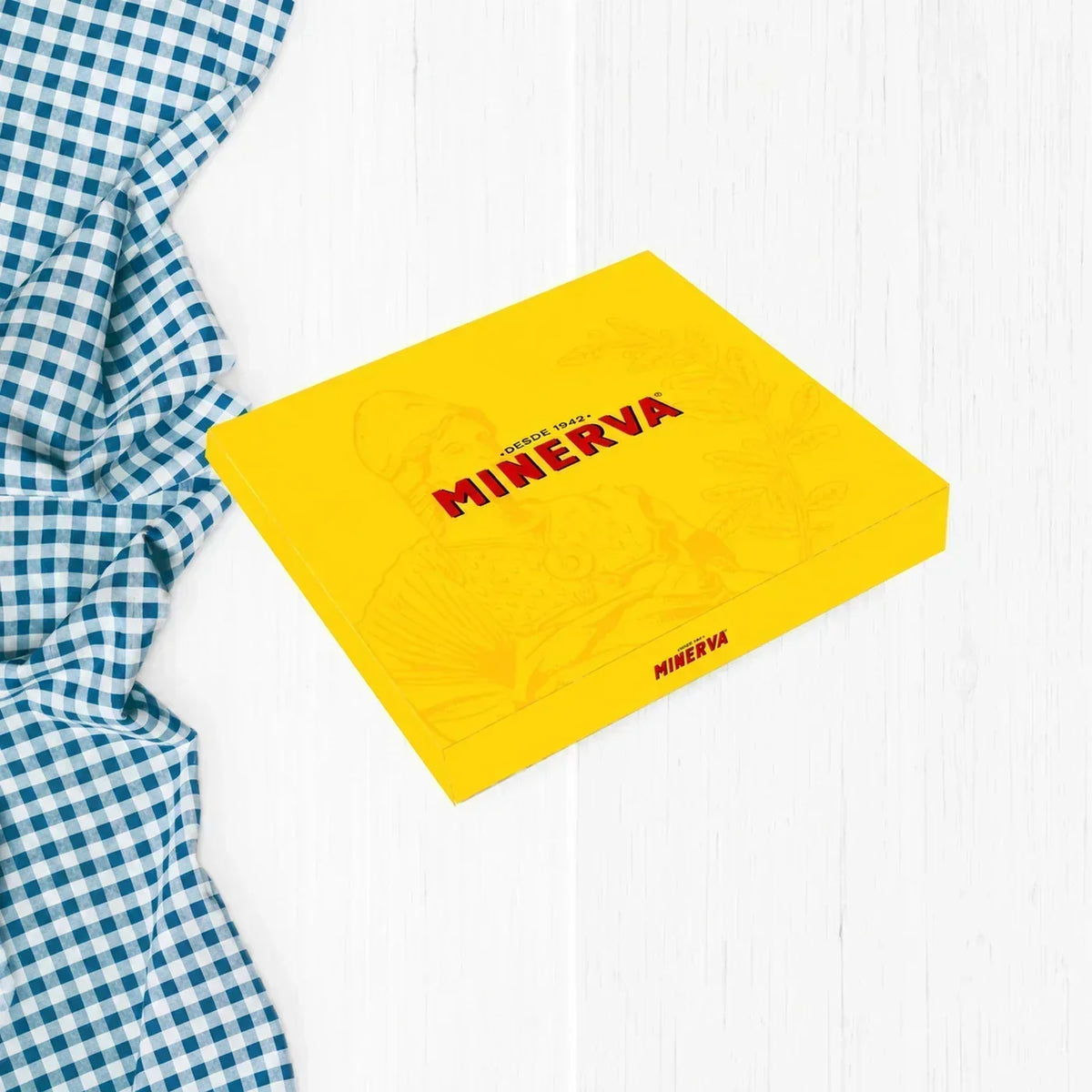 Coffret cadeau Minerva jaune : sardines portugaises en boîte depuis 1942