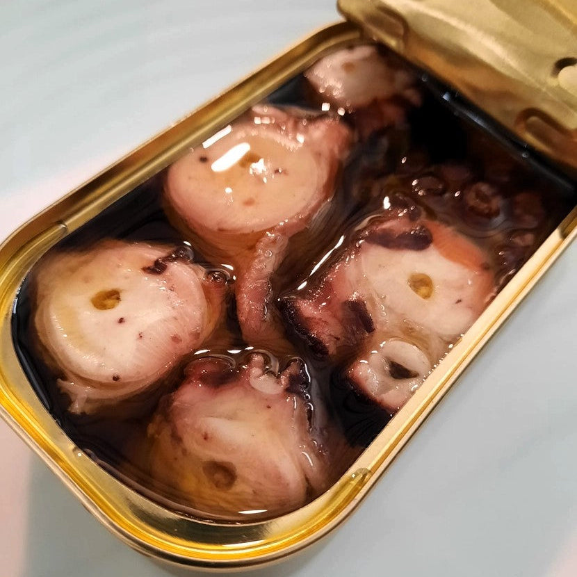 Poulpe bio à l’huile d’olive extra vierge Papa Anzóis (boîte ouverte)