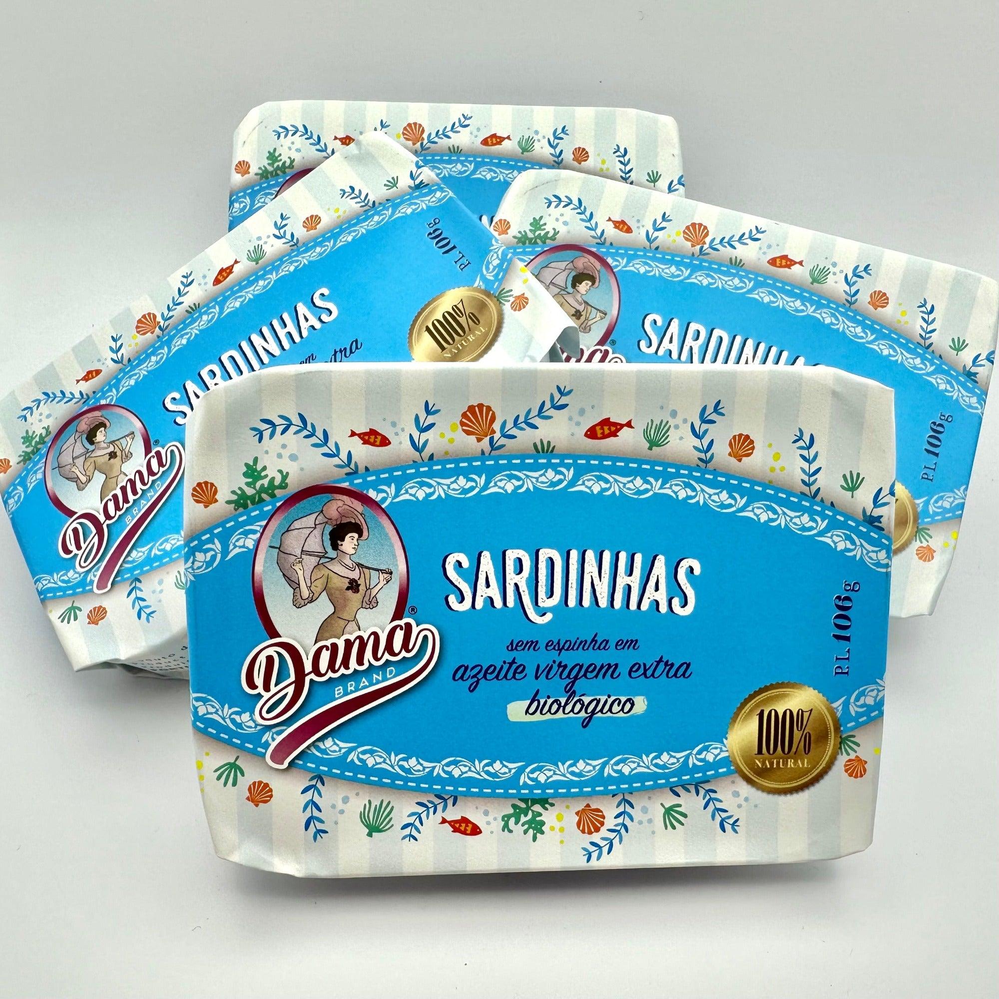 Sardines à l'huile d'olive extra vierge biologique, désarêtées DAMA quatro