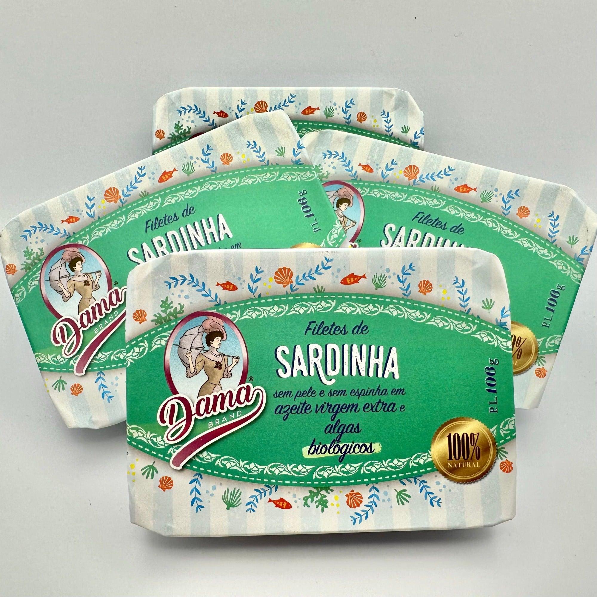 Filets de sardines à l'huile d'olive extra vierge biologique aux algues, sans peau ni arêtes (BIO) | Dama